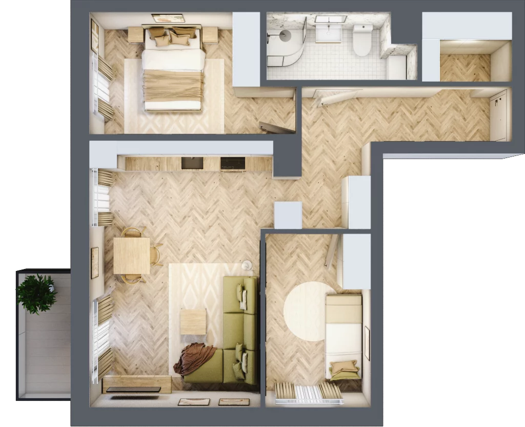 3 pokoje, mieszkanie 58,66 m², piętro 2, oferta nr 14, Balantia, Niemcz, ul. Elizy Orzeszkowej 37