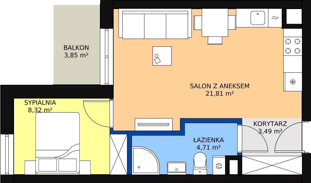 Zalety mieszkania 38.33 m², 15