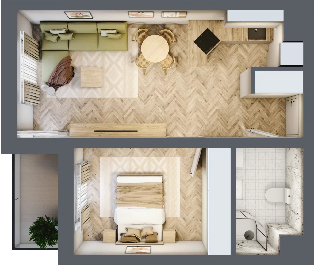 2 pokoje, mieszkanie 41,27 m², piętro 2, oferta nr 16, Balantia, Niemcz, ul. Elizy Orzeszkowej 37