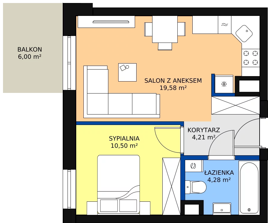 Zalety mieszkania 38.57 m², 23