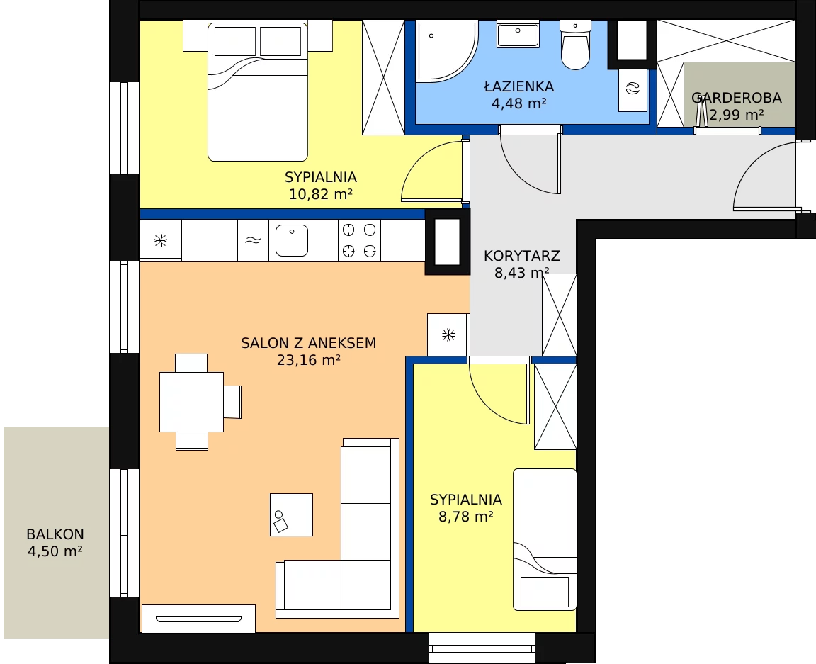 Zalety mieszkania 58.66 m², 24