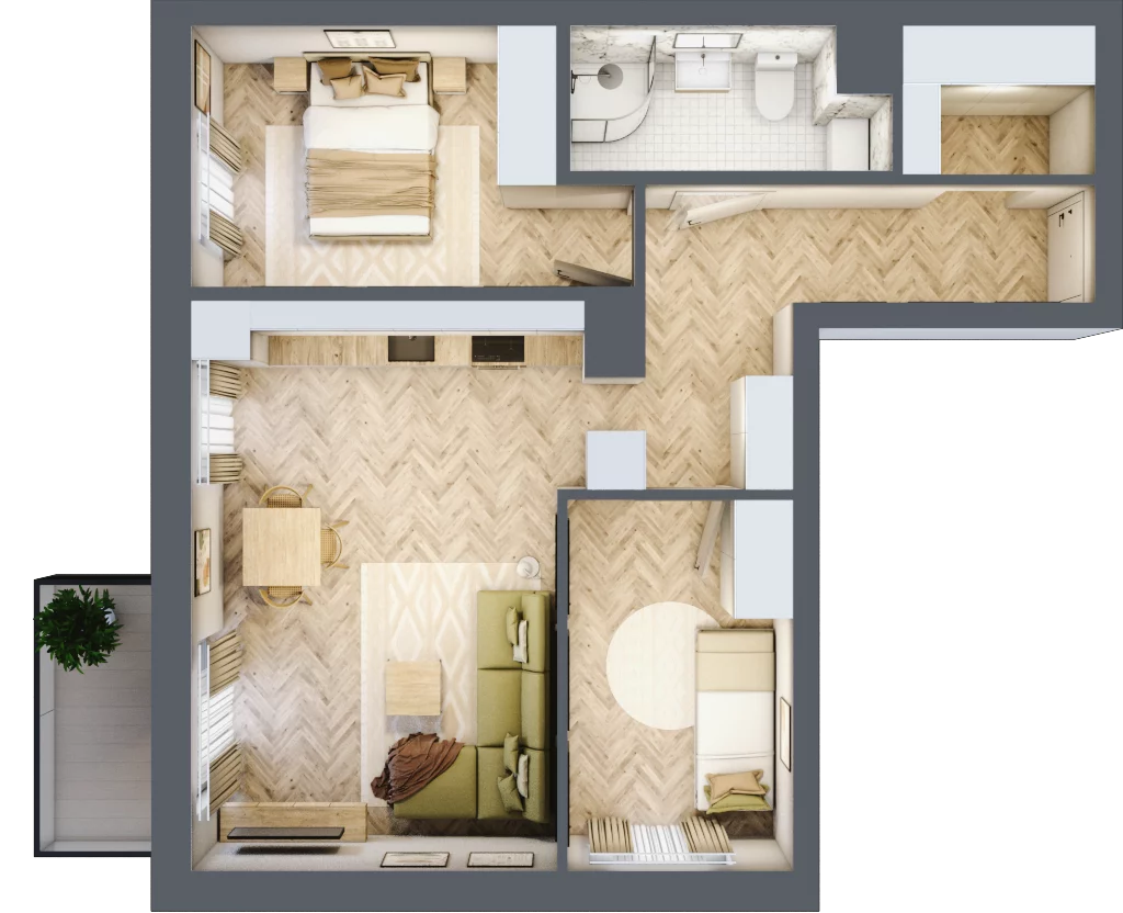 3 pokoje, mieszkanie 58,66 m², piętro 3, oferta nr 24, Balantia, Niemcz, ul. Elizy Orzeszkowej 37