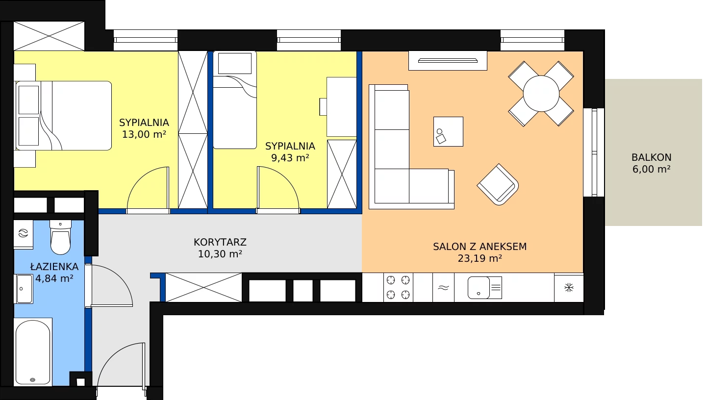Zalety mieszkania 60.76 m², 28