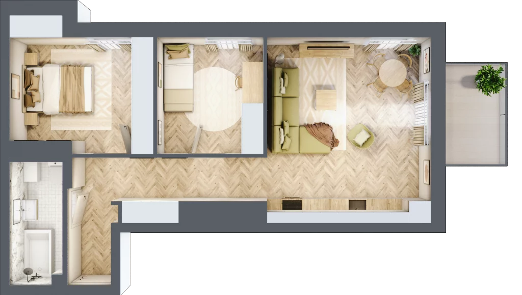 3 pokoje, mieszkanie 60,76 m², piętro 3, oferta nr 28, Balantia, Niemcz, ul. Elizy Orzeszkowej 37