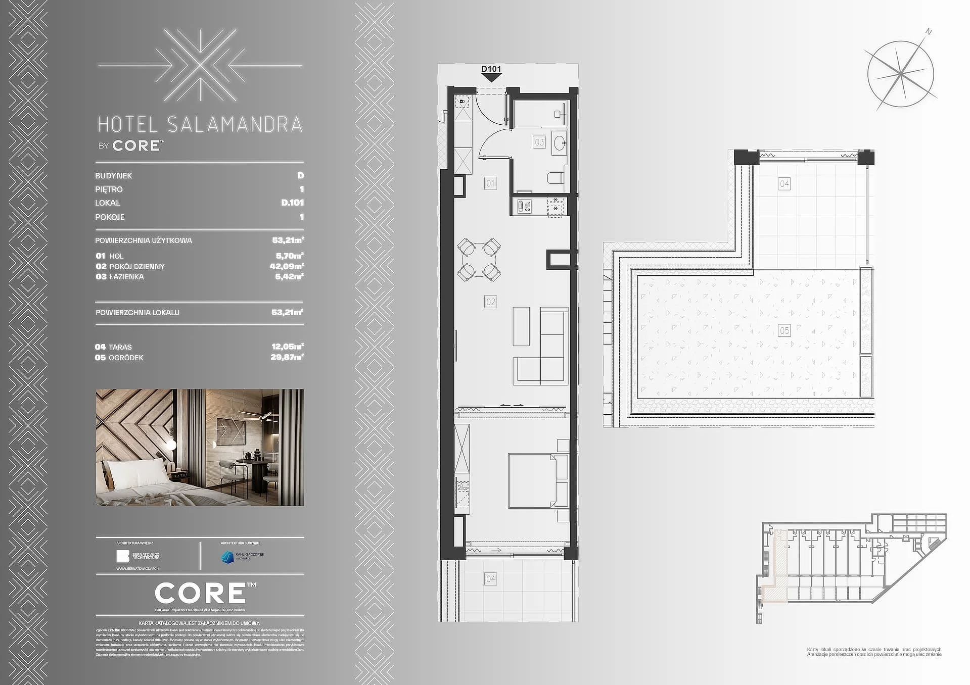 1 pokój, apartament inwestycyjny 53,21 m², piętro 1, oferta nr D101, Hotel Salamandra, Kościelisko, ul. Salamandra 30