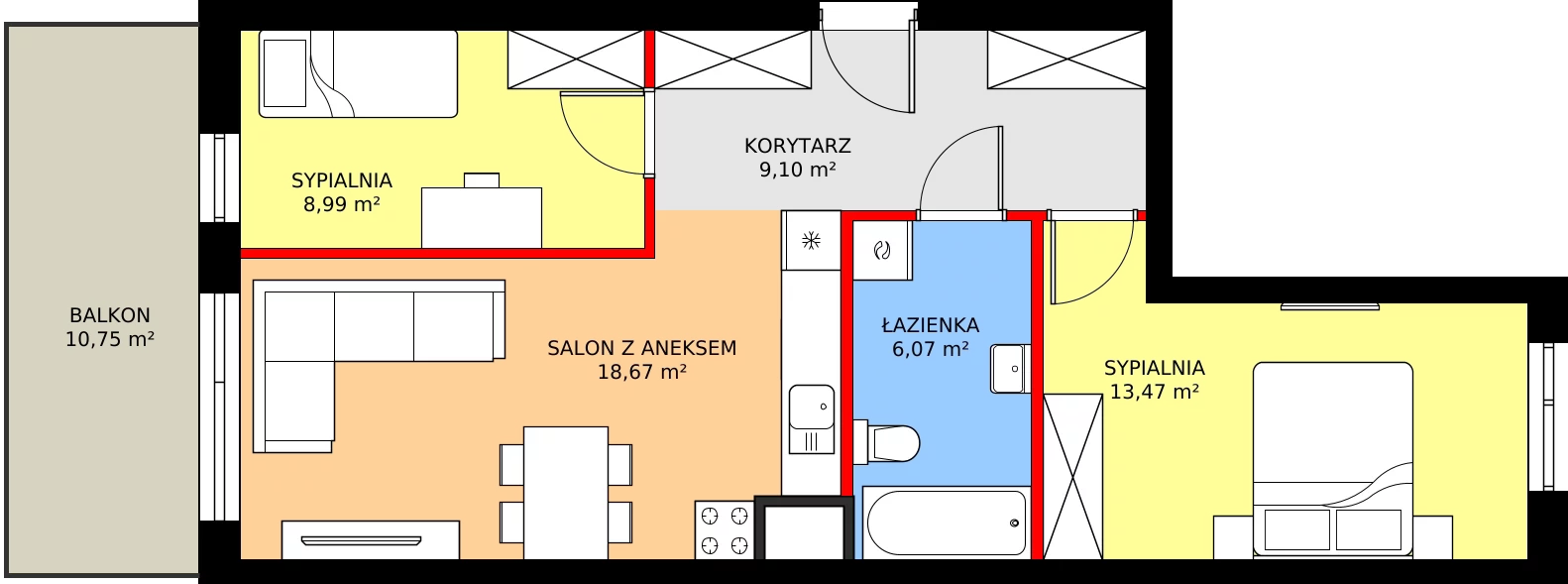 Zalety mieszkania 56.3 m², 20
