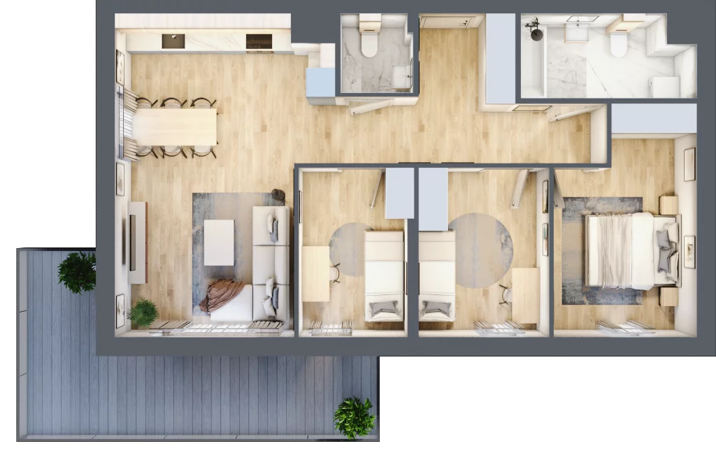 4 pokoje, mieszkanie 75,90 m², piętro 4, oferta nr 16, Dzielnica Kielczanka II, Kielce, Centrum, ul. Solidarności 22