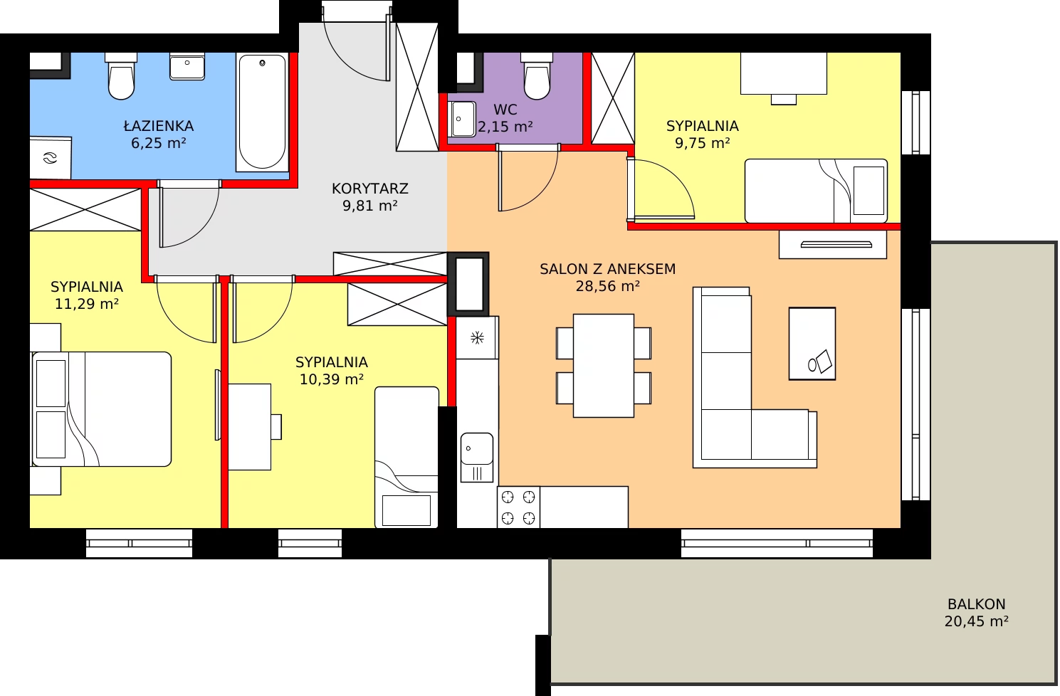 Zalety mieszkania 78.2 m², 83