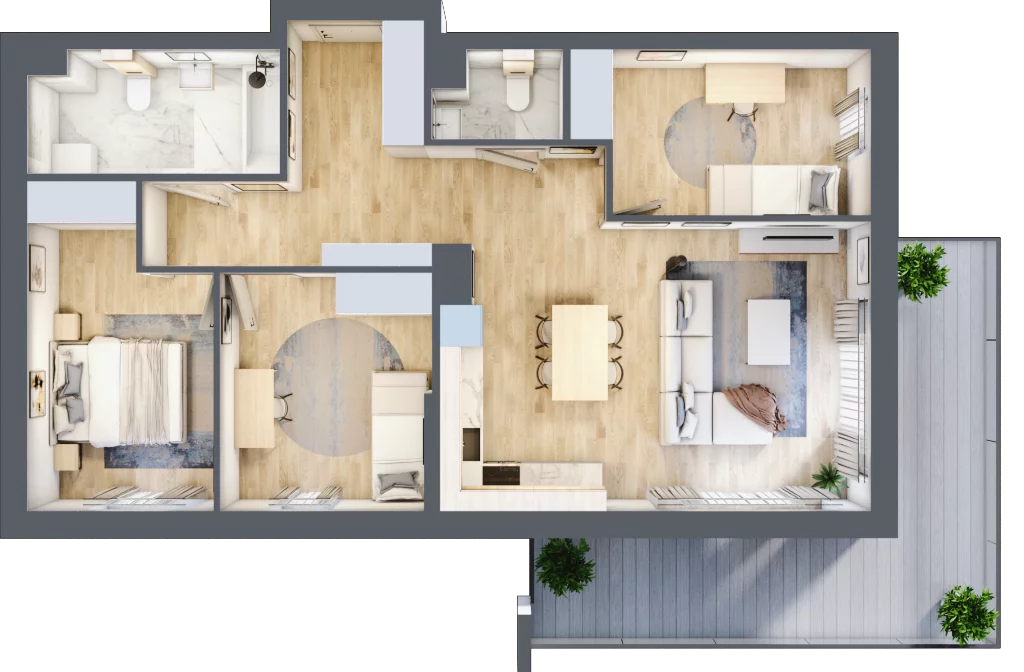 4 pokoje, mieszkanie 78,20 m², piętro 2, oferta nr 58, Dzielnica Kielczanka II, Kielce, Centrum, ul. Solidarności 22