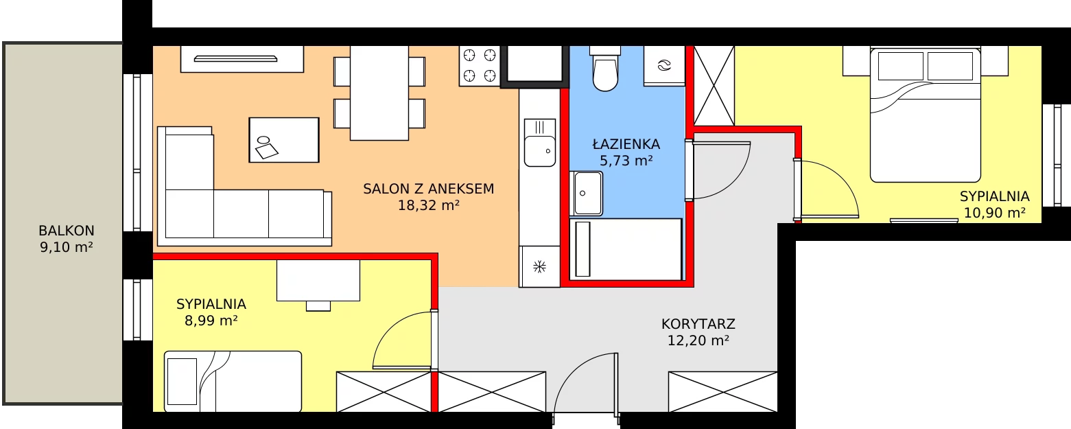 Zalety mieszkania 56.14 m², 49