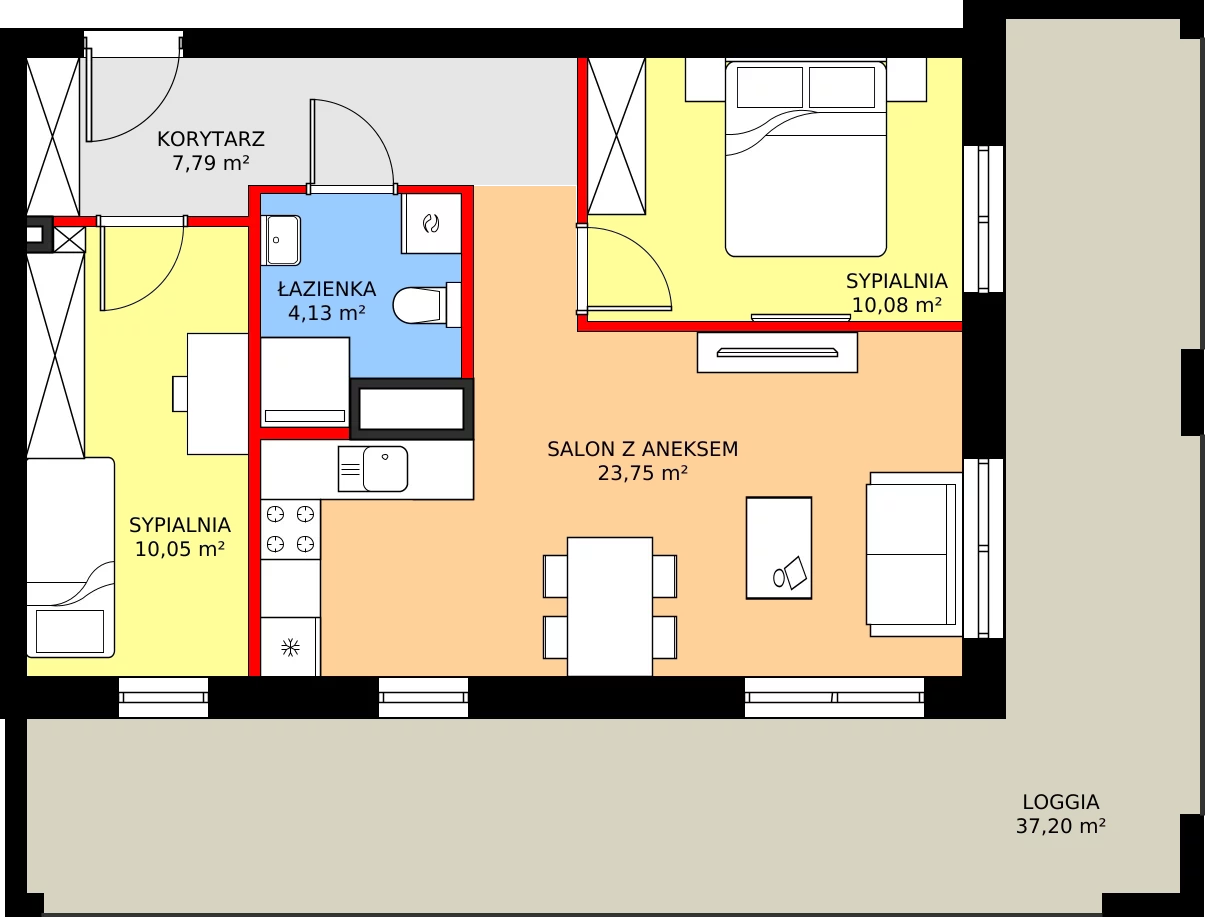 Zalety mieszkania 55.8 m², 87