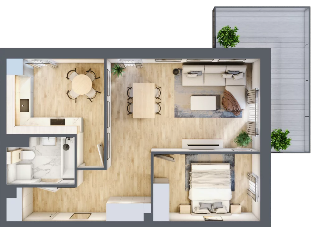 2 pokoje, mieszkanie 54,38 m², piętro 1, oferta nr 2, Dzielnica Kielczanka II, Kielce, Centrum, ul. Solidarności 22