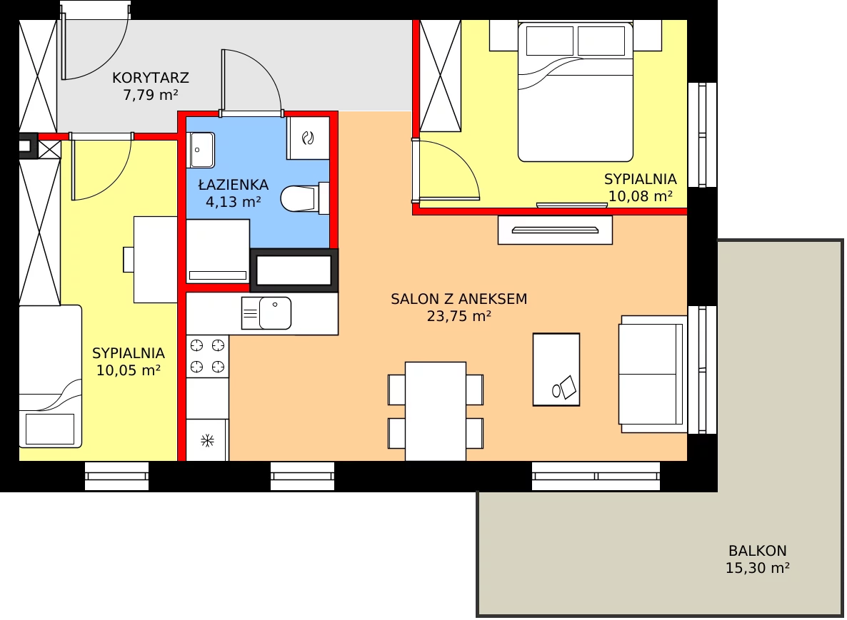 Zalety mieszkania 55.8 m², 67