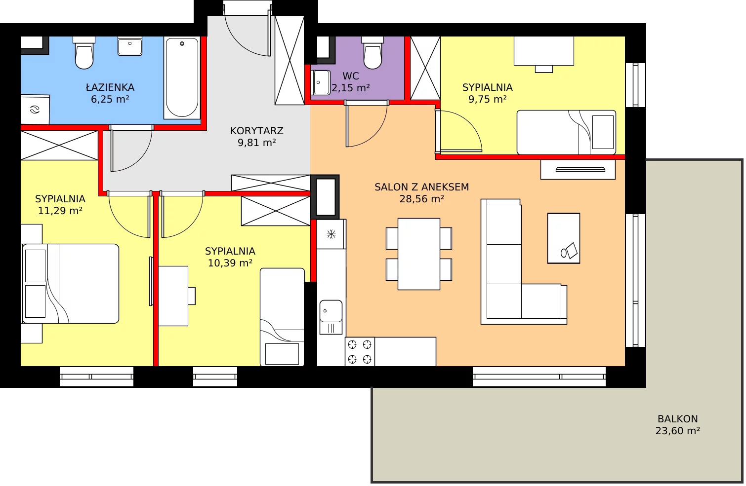 Zalety mieszkania 78.2 m², 78