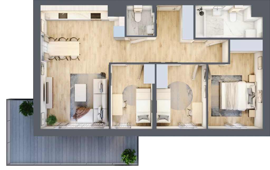 4 pokoje, mieszkanie 75,90 m², piętro 2, oferta nr 6, Dzielnica Kielczanka II, Kielce, Centrum, ul. Solidarności 22
