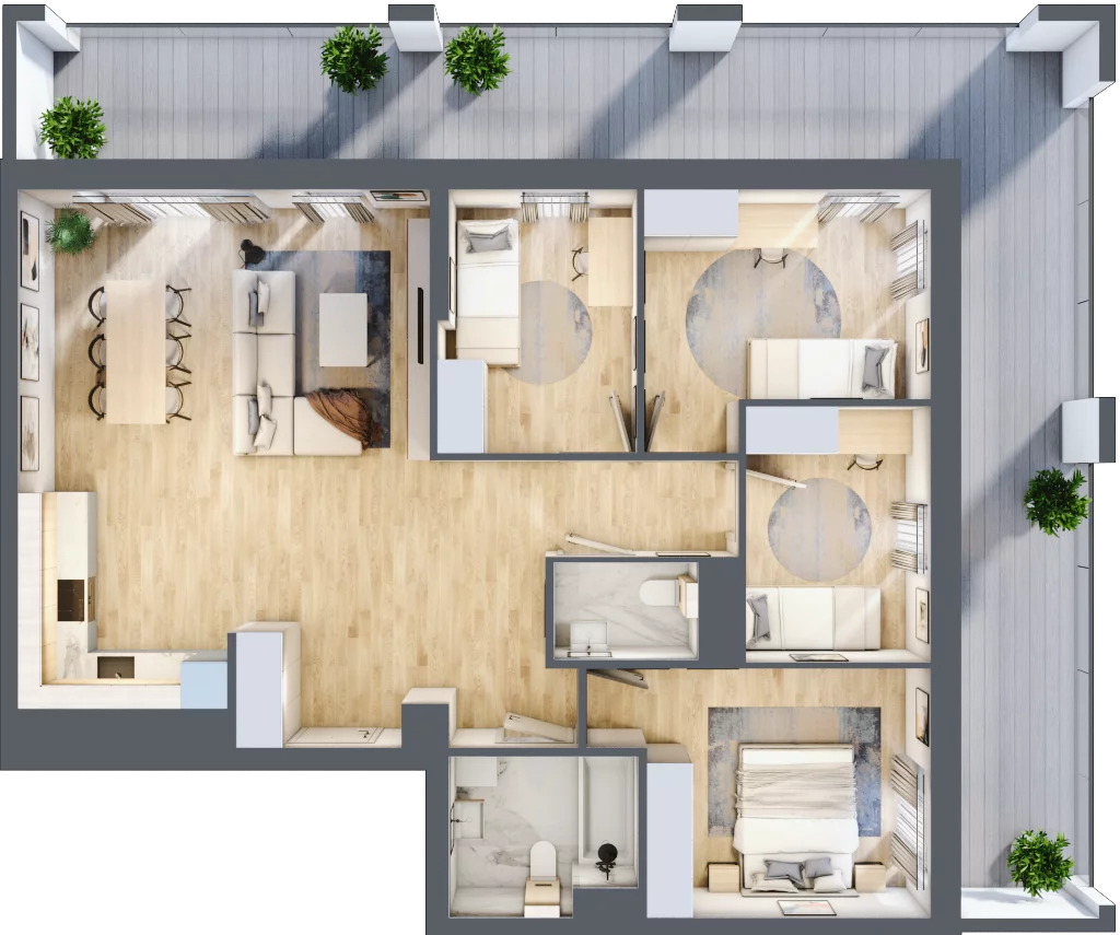 4 pokoje, mieszkanie 92,80 m², piętro 9, oferta nr 91, Dzielnica Kielczanka II, Kielce, Centrum, ul. Solidarności 22