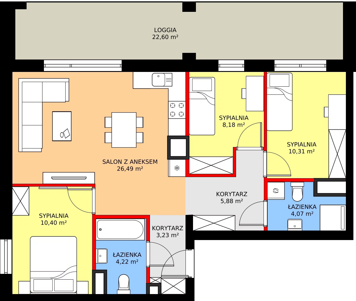 Zalety mieszkania 72.78 m², 47