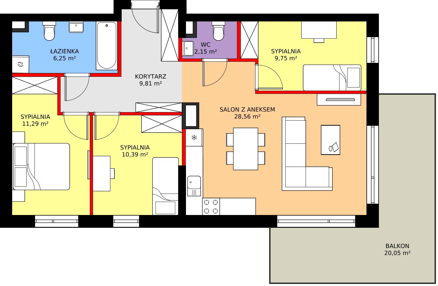 Zalety mieszkania 78.2 m², 63