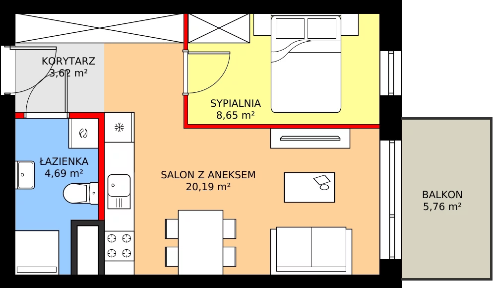Zalety mieszkania 37.12 m², M80