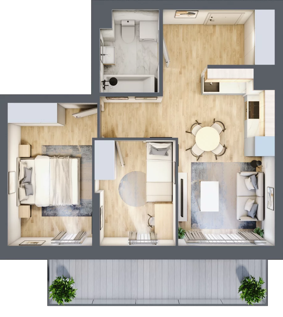 3 pokoje, mieszkanie 47,58 m², piętro 1, oferta nr M14, Dzielnica Kielczanka III, Kielce, Centrum, ul. Górna 13/15