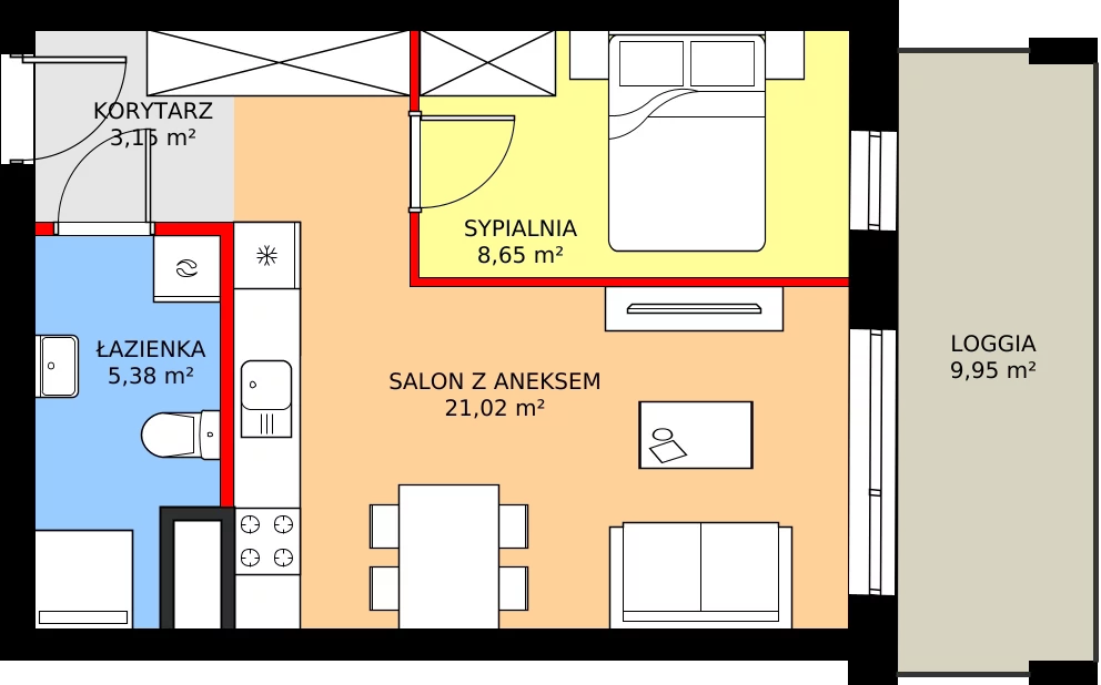 Zalety mieszkania 38.2 m², M104
