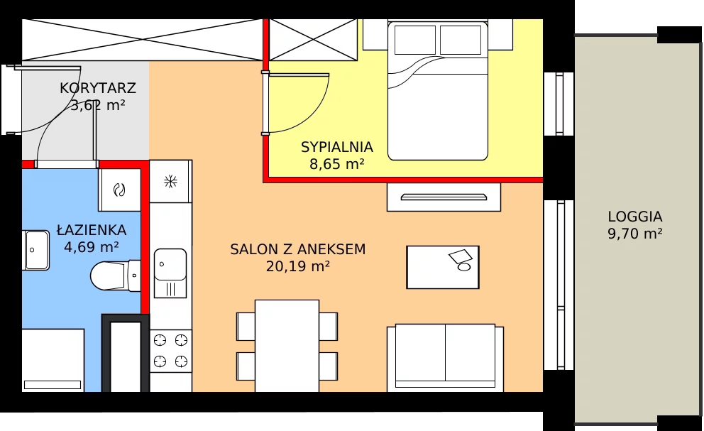 Zalety mieszkania 37.12 m², M113