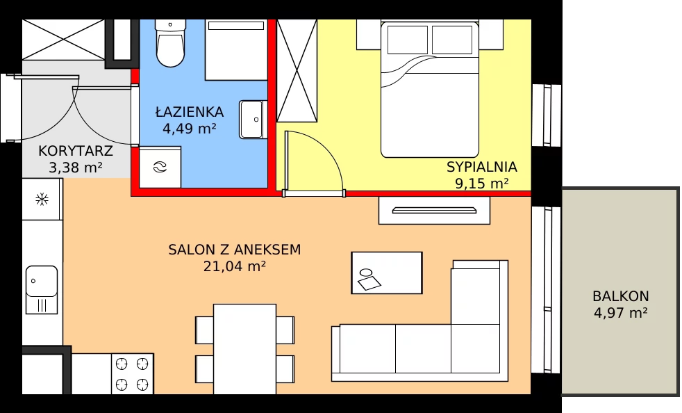 Zalety mieszkania 38.06 m², M94