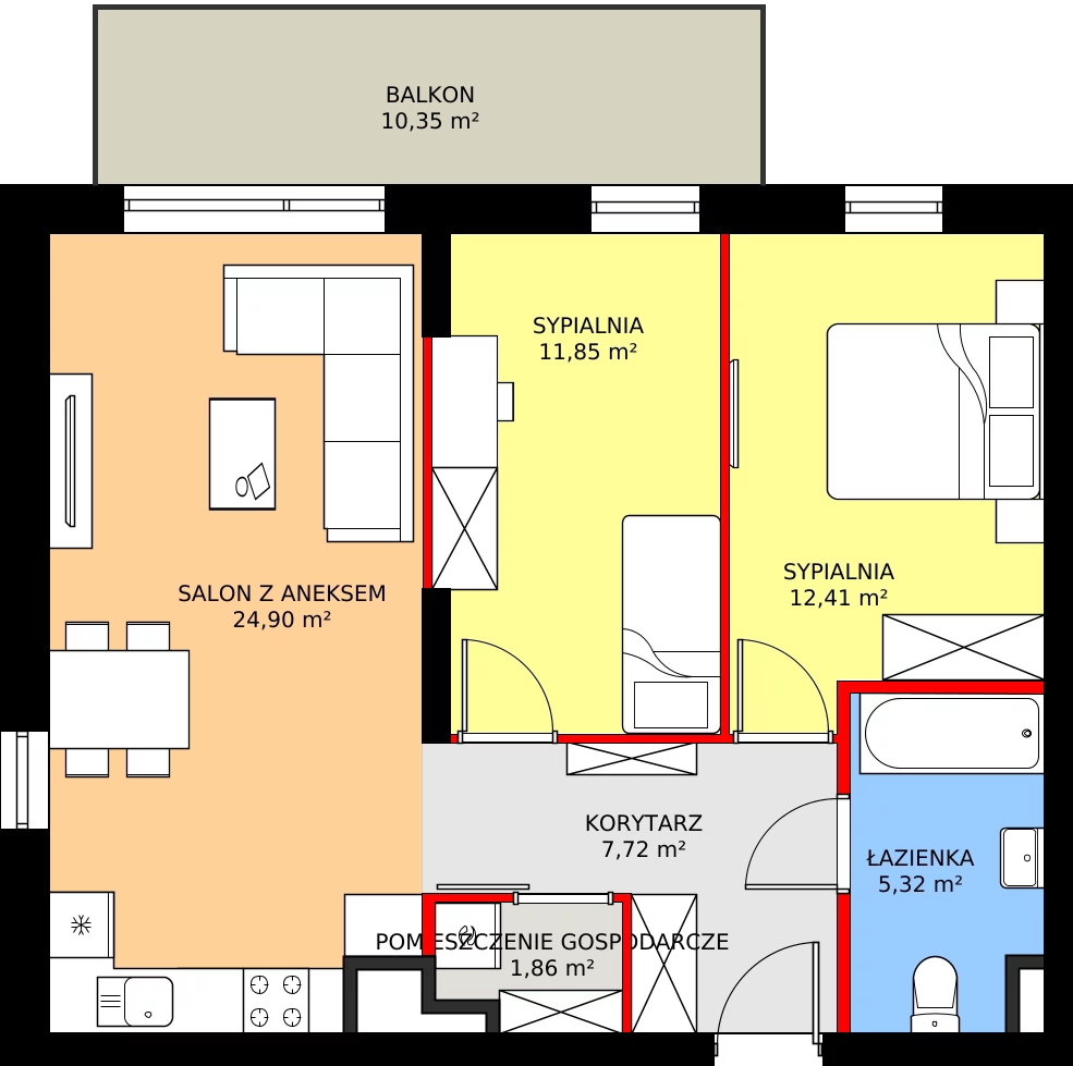 Zalety mieszkania 64.08 m², M89
