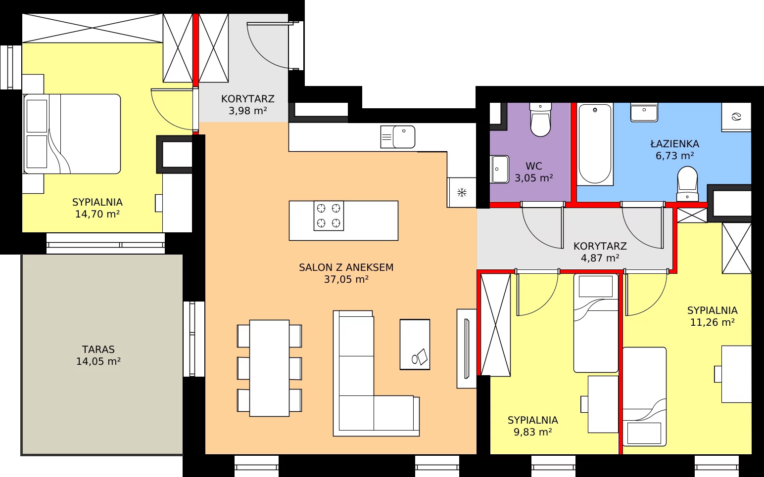 Zalety mieszkania 91.47 m², M99