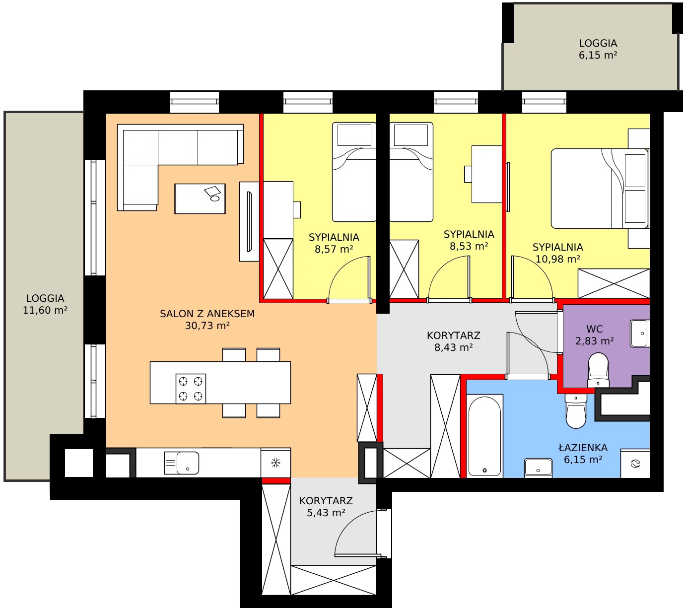 Zalety mieszkania 81.65 m², M121