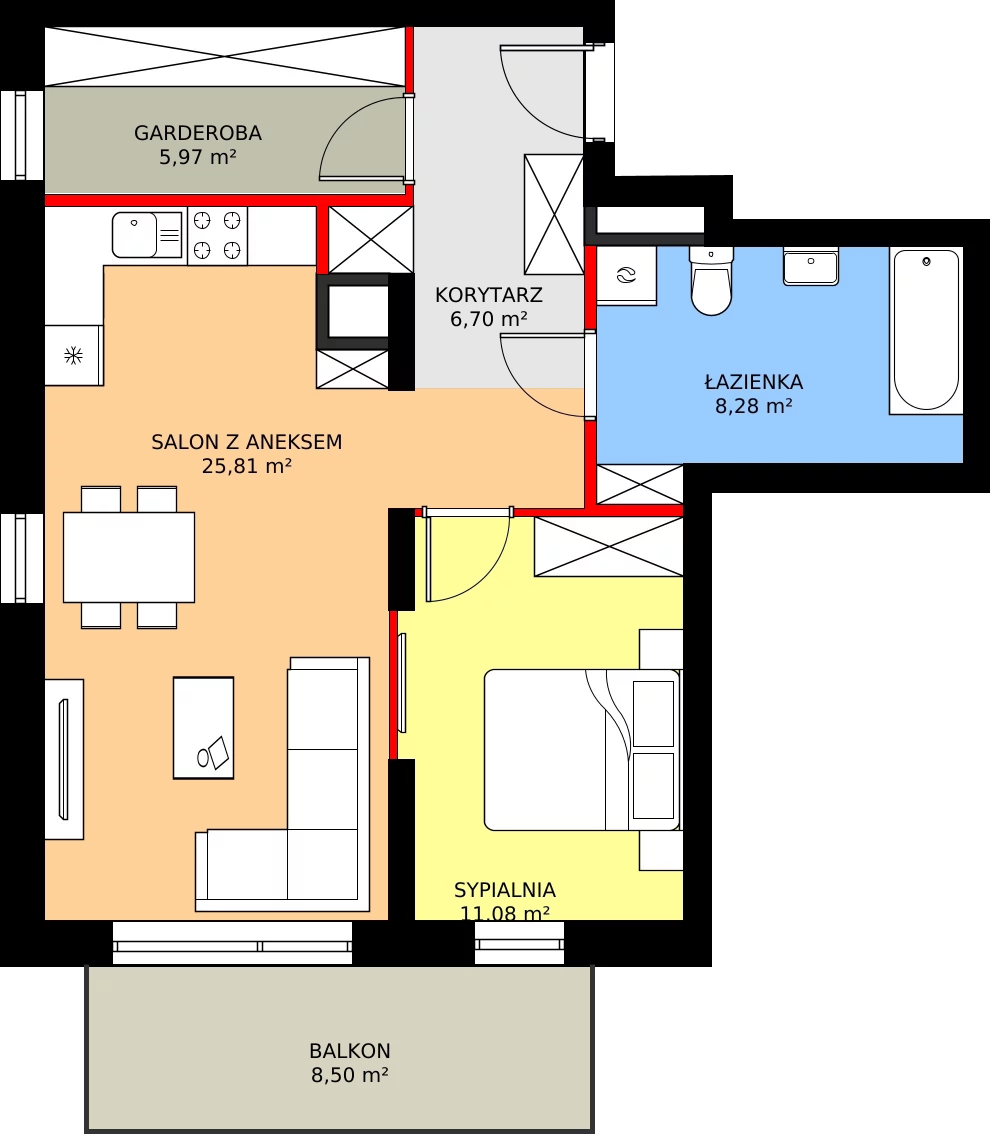 Zalety mieszkania 57.28 m², M15