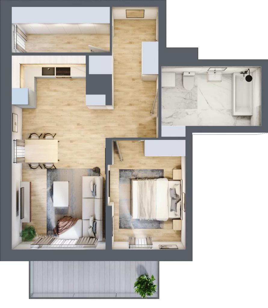 3 pokoje, mieszkanie 57,28 m², piętro 1, oferta nr M15, Dzielnica Kielczanka III, Kielce, Centrum, ul. Górna 13/15