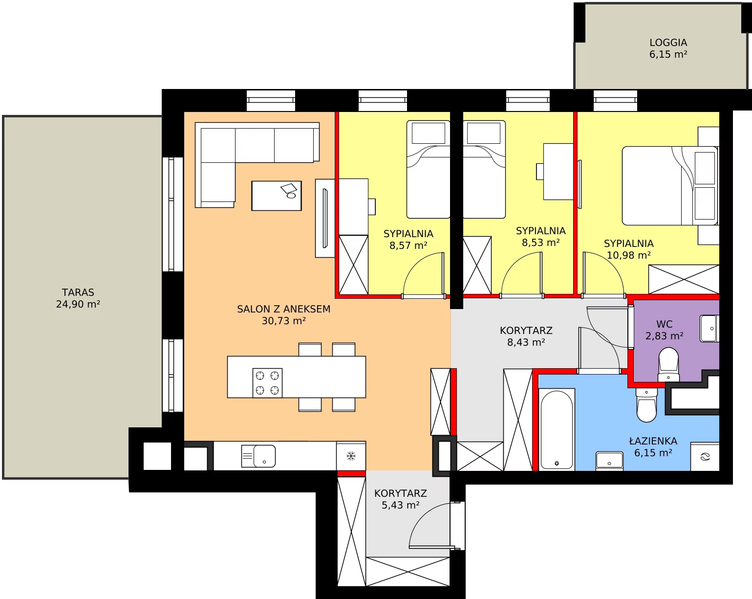 Zalety mieszkania 81.65 m², M111