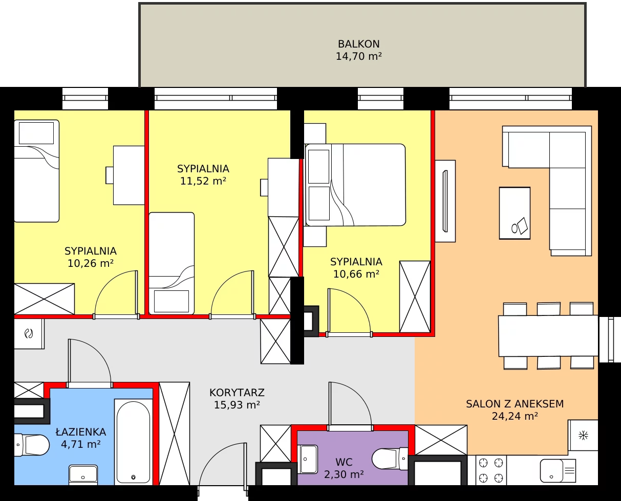 Zalety mieszkania 79.62 m², M21
