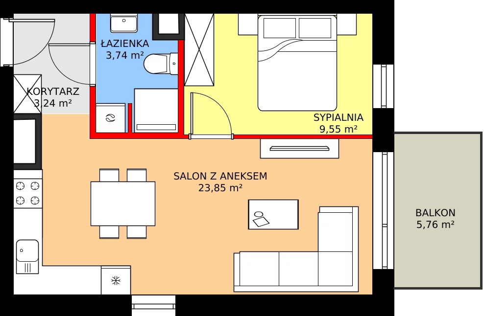 Zalety mieszkania 40.38 m², M45