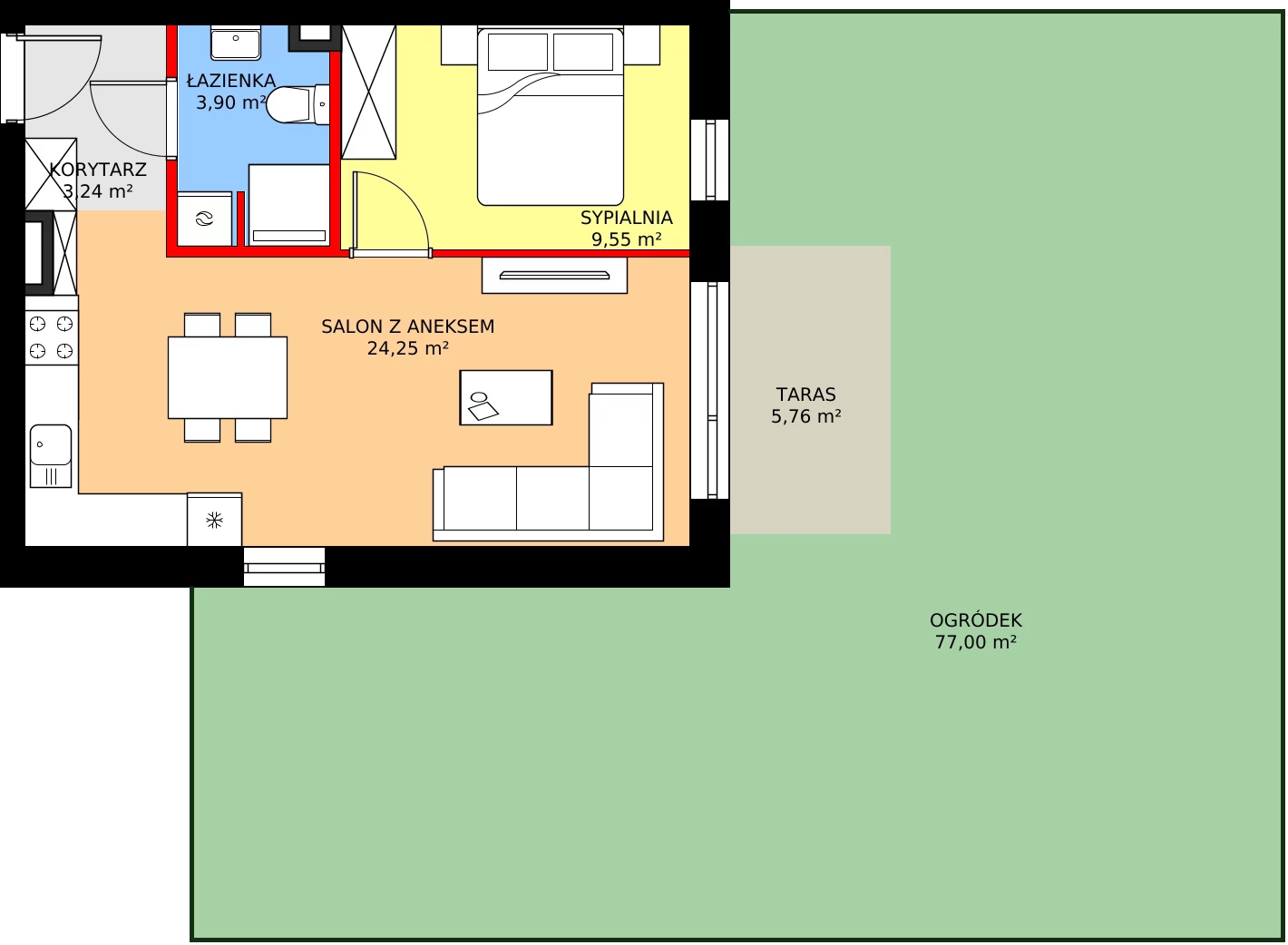 Zalety mieszkania 40.94 m², ZP9