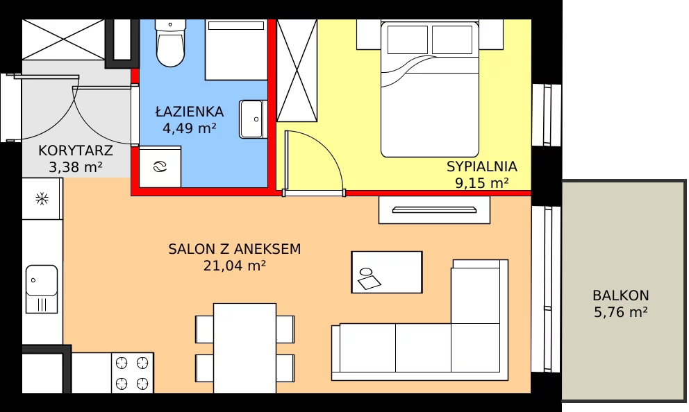 Zalety mieszkania 38.06 m², M82