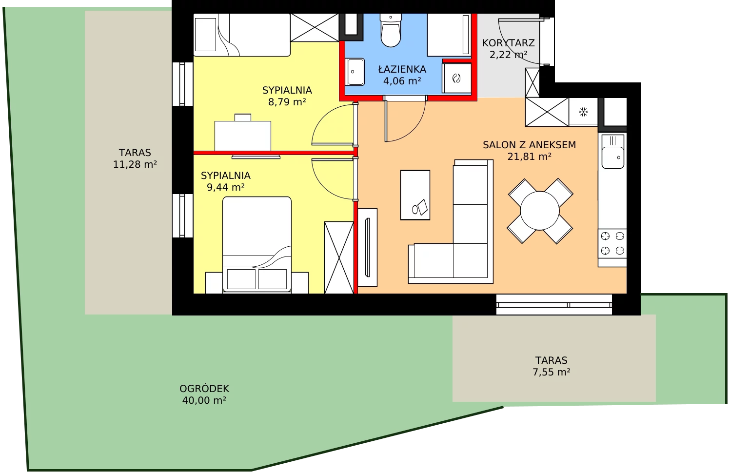 Zalety mieszkania 46.32 m², M10