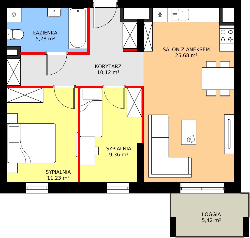 Zalety mieszkania 62.17 m², M98