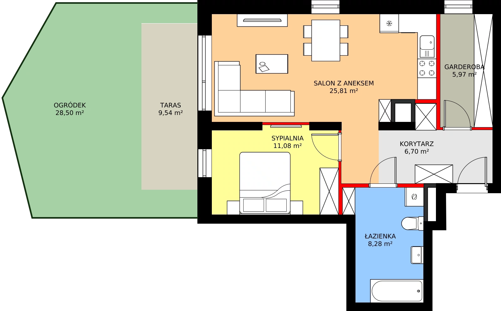 Zalety mieszkania 57.28 m², M2
