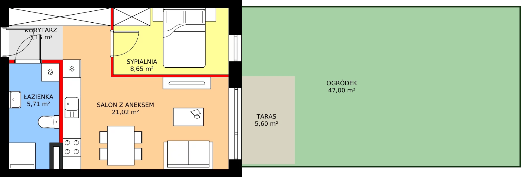 Zalety mieszkania 38.53 m², ZP7