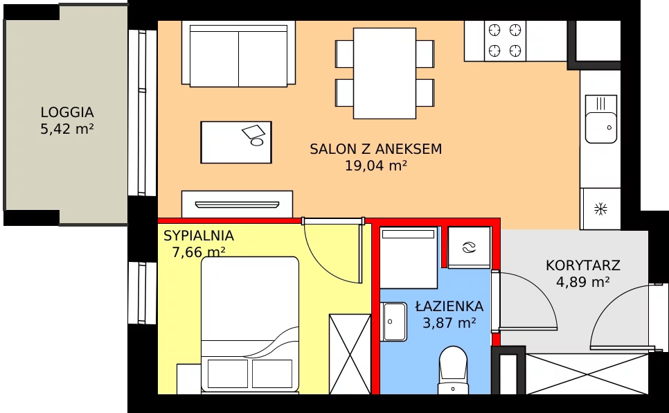 Zalety mieszkania 35.46 m², M118