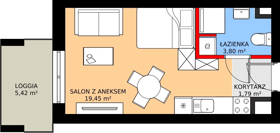 Zalety mieszkania 25.04 m², M119