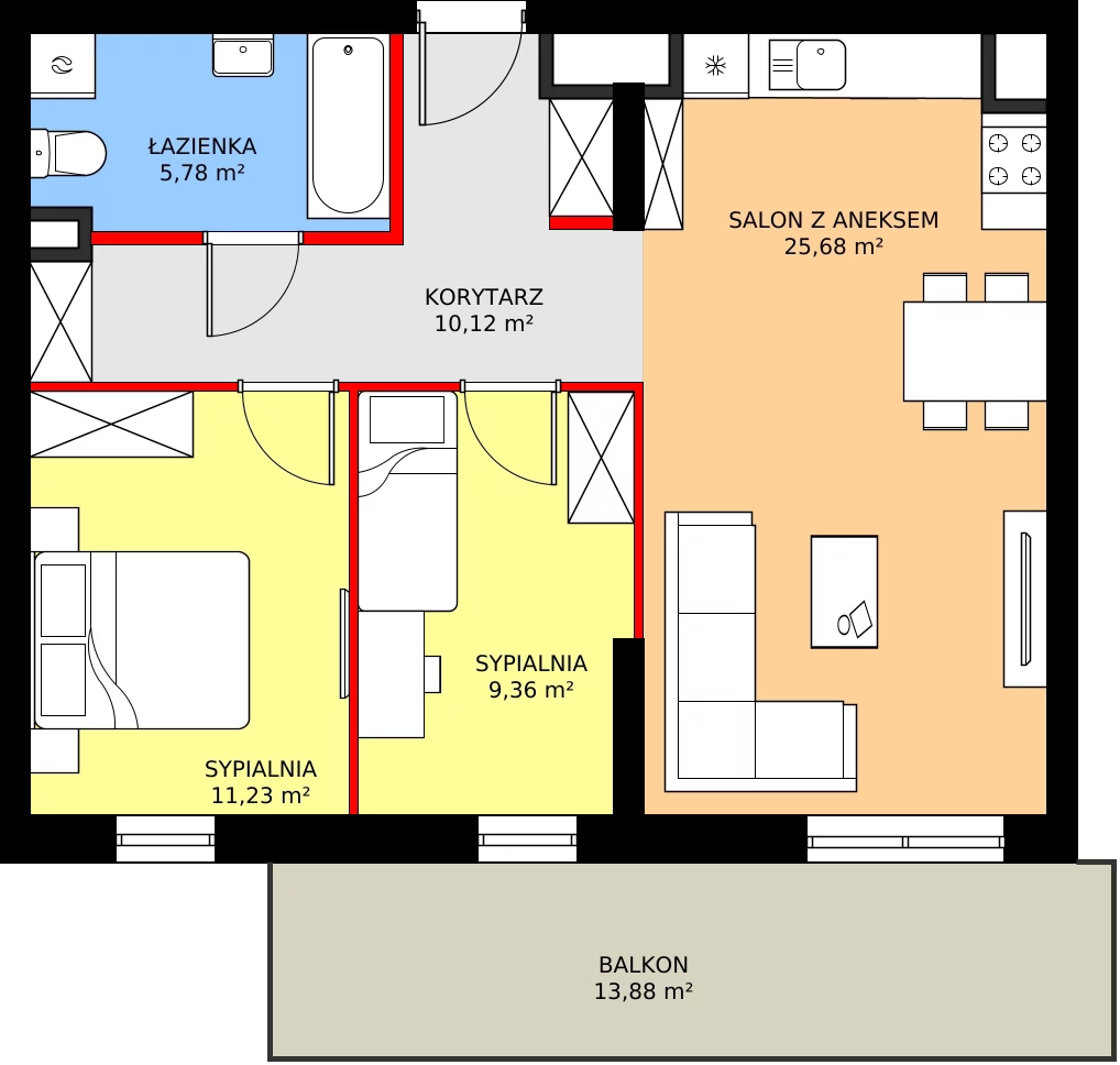 Zalety mieszkania 62.17 m², M74