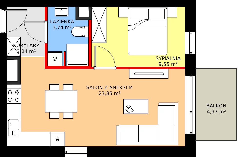 Zalety mieszkania 40.38 m², M95