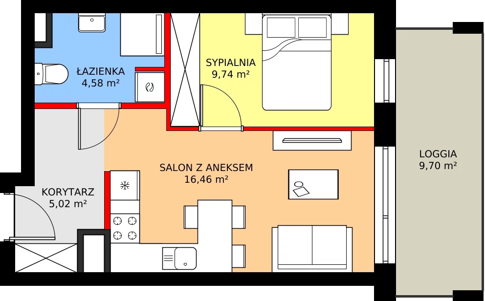 Zalety mieszkania 35.8 m², M112