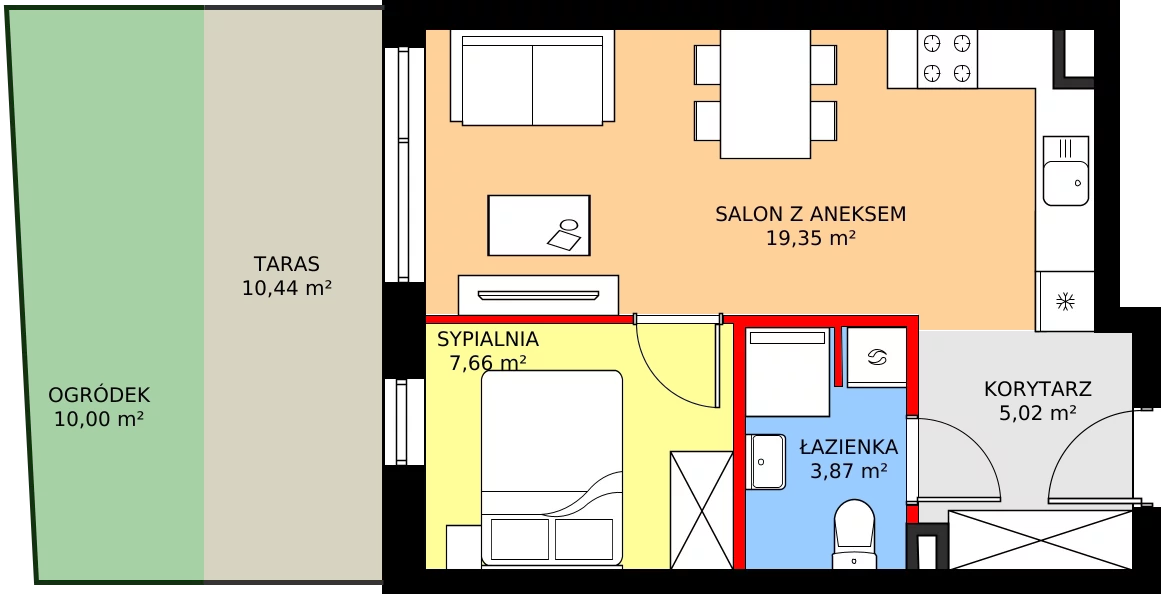 Zalety mieszkania 35.9 m², ZP11