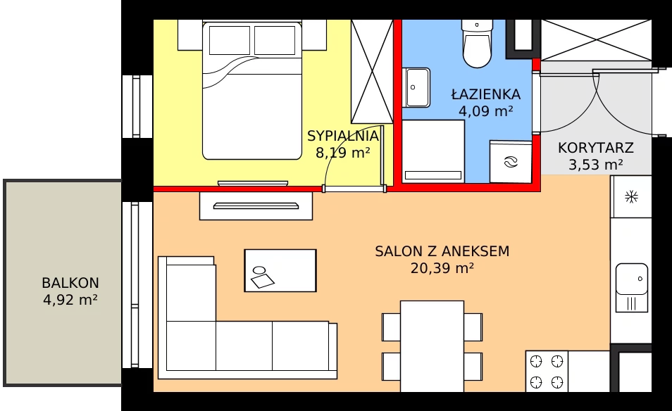 Zalety mieszkania 36.2 m², M13
