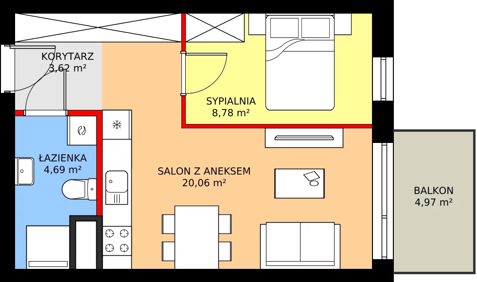 Zalety mieszkania 37.15 m², M90