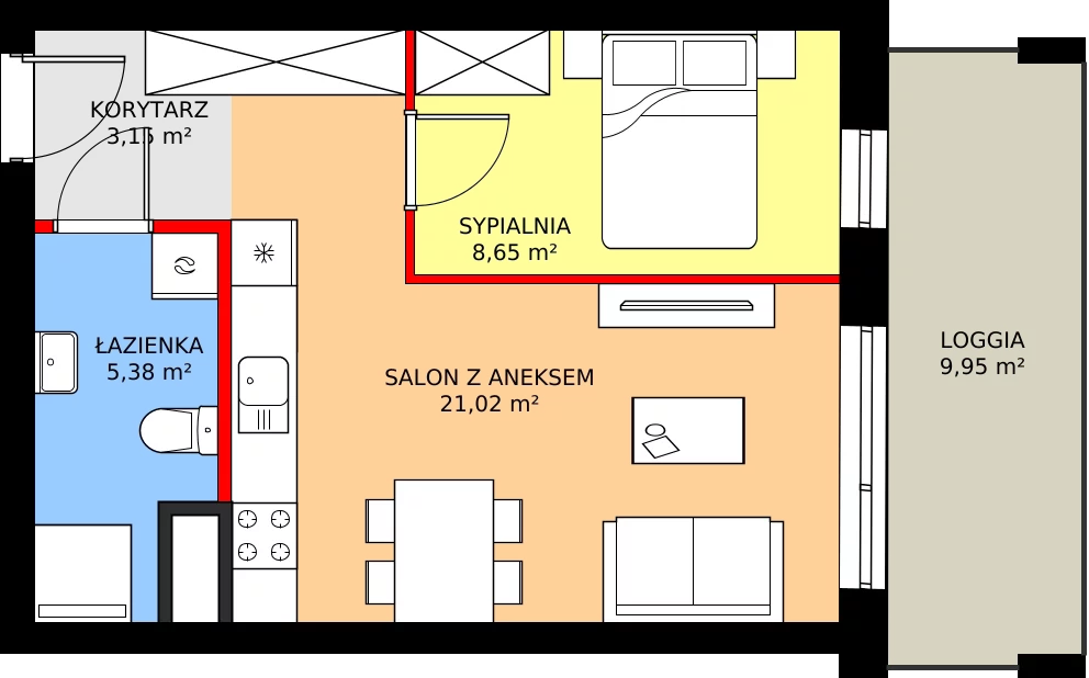 Zalety mieszkania 38.2 m², M124